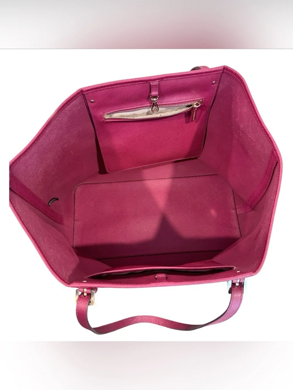 Michael Kors Jet Set Travel Saffiano leather cherry red tote with gold hardware
